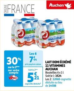 Auchan - Lait Demi Ecreme 11 Vitamines  offre à 5,21€ sur Auchan Supermarché