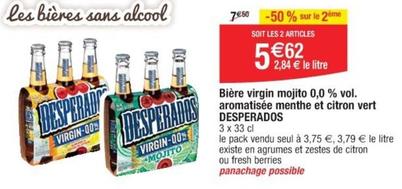 Desperados - Bière Virgin Mojito 0,0 % Vol. Aromatisée Menthe Et Citron Vert offre à 5,62€ sur Cora