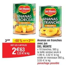 Del Monte - Ananas En Tranches Avec Jus offre à 2,63€ sur Cora
