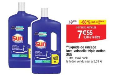 Sun - Liquide De Rinçage Lave-vaisselle Triple Action offre à 5,39€ sur Cora