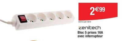 Zenitech Bloc 5 Prises 16a Avec Interrupteur offre à 2,99€ sur Cora
