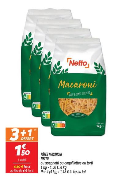 Netto - Pâtes Macaroni  offre à 1,5€ sur Netto