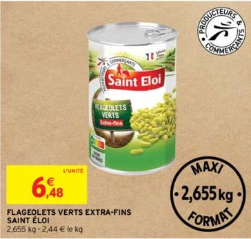 Saint Eloi - Flageolets Verts Extra-Fins offre à 6,48€ sur Intermarché