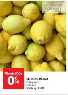 Citrons Verna offre à 0,9€ sur Auchan Hypermarché