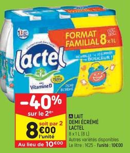 Lactel - Lait Demi Ecreme  offre à 10€ sur Leader Price
