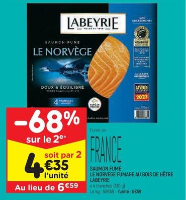 Labeyrie - Saumon Fumé Le Norvege Fumage Au Bois Hetre  offre à 6,59€ sur Leader Price