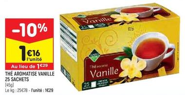 Leader Price - Thé Aromatise Vanille 25 Sachets  offre à 1,16€ sur Leader Price