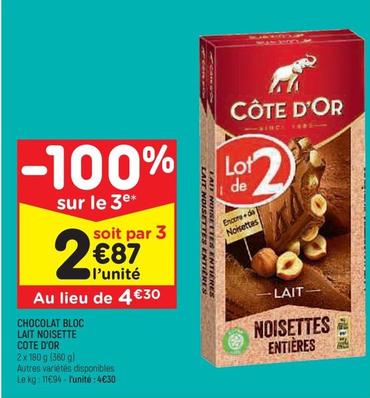 Côte D'or - Chocolat Bloc Lait Noisette  offre à 4,3€ sur Leader Price
