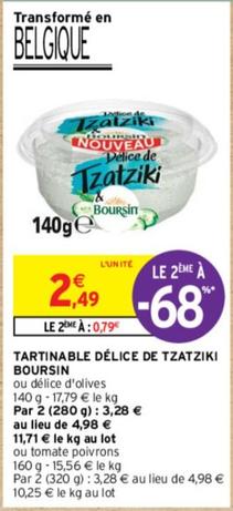 Boursin - Tartinable Délice De Tzatziki offre à 2,49€ sur Intermarché