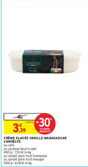 L'Angelys - Crème Glacée Vanille Madagascar offre à 3,39€ sur Intermarché