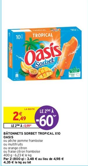 Oasis - Bâtonnets Sorbet Tropical offre à 2,49€ sur Intermarché