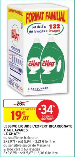 Le Chat - Lessive Liquide L'Expert Bicarbonate offre à 19,07€ sur Intermarché