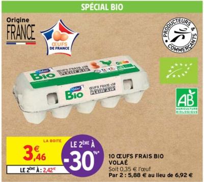 Volaé - 10 Ceufs Frais Bio offre à 3,46€ sur Intermarché