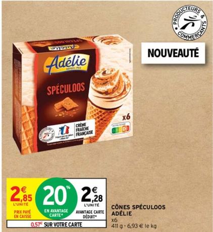 Adelie - Cones Speculoos offre à 2,28€ sur Intermarché