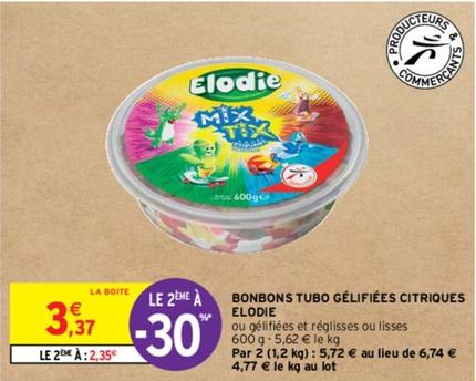 Elodie - Bonbons Tubo Gélifiées Citriques offre à 3,37€ sur Intermarché