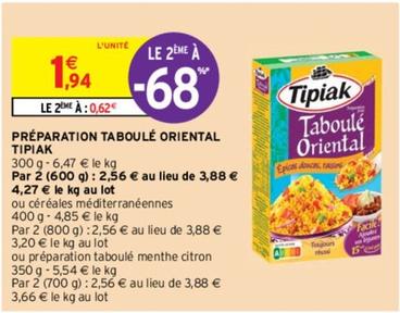 Tipiak - Préparation Taboulé Oriental offre à 1,94€ sur Intermarché