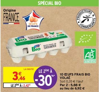 Volae - 10 Oeufs Frais Bio  offre à 3,46€ sur Intermarché