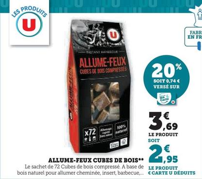 U - Allume-Feux Cubes De Bois  offre à 3,69€ sur Super U