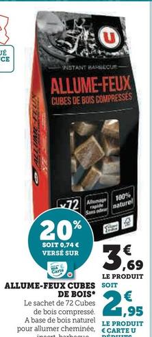 U - Allume-Feux Cubes De Bois offre à 3,69€ sur Super U