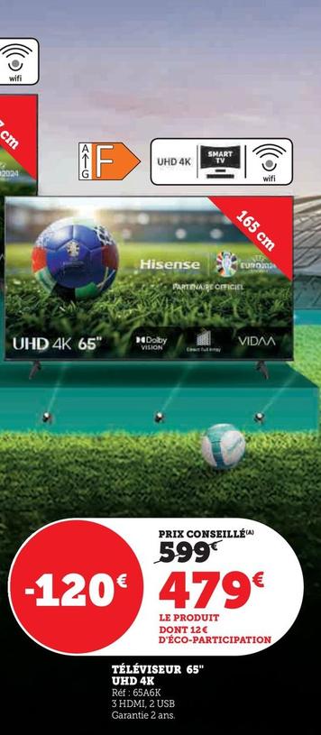 Hisense - Téléviseur 65" Uhd 4k offre à 479€ sur Super U