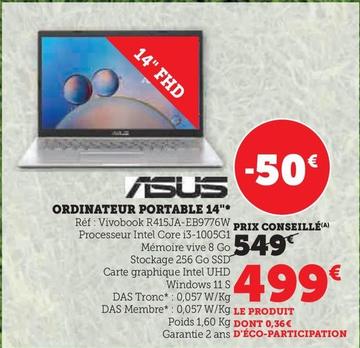 Asus - Ordinateur Portable 14" offre à 499€ sur Super U
