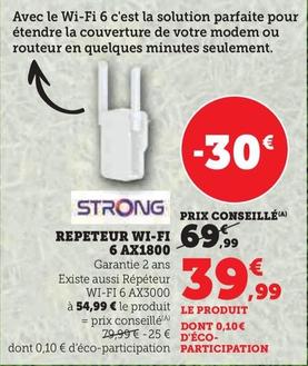Strong - Repeteur Wi-fi 6 AX1800 offre à 39,99€ sur Super U