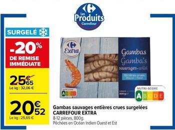 Carrefour - Gambas Sauvages Entieres Crues Surgelees  offre à 20,52€ sur Carrefour