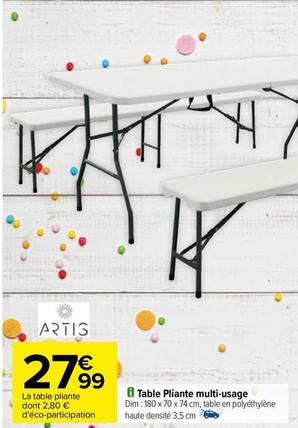 Artis - Table Pliante Multi-Usage offre à 27,99€ sur Carrefour