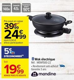 Mandine - Wok Électrique MEW1500-22 offre à 24,99€ sur Carrefour