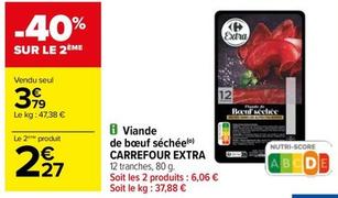 Carrefour - Viande De Bœuf Séchée Extra offre à 3,79€ sur Carrefour