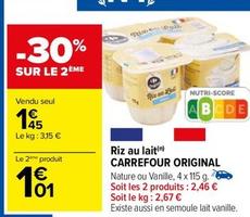 Riz au lait offre à 1,45€ sur Carrefour