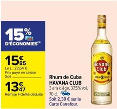 Havana Club - Rhum De Cuba  offre à 13,47€ sur Carrefour