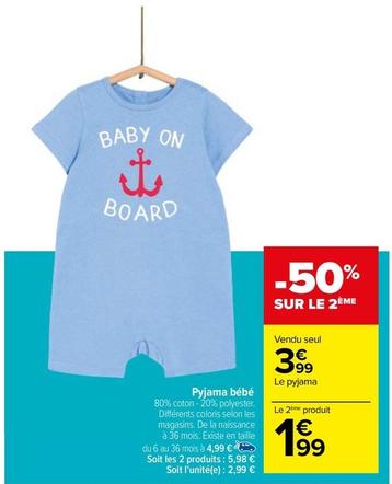 Pyjama Bébé offre à 3,99€ sur Carrefour