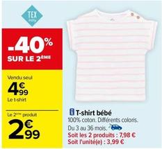 Tex - T-Shirt Bébé offre à 4,99€ sur Carrefour