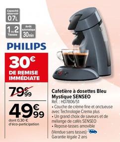 Philips - Cafetière À Dosettes Bleu Mystique offre à 49,99€ sur Carrefour
