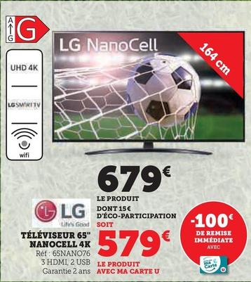 Lg - Téléviseur 65" Nanocell 4k offre à 679€ sur Hyper U