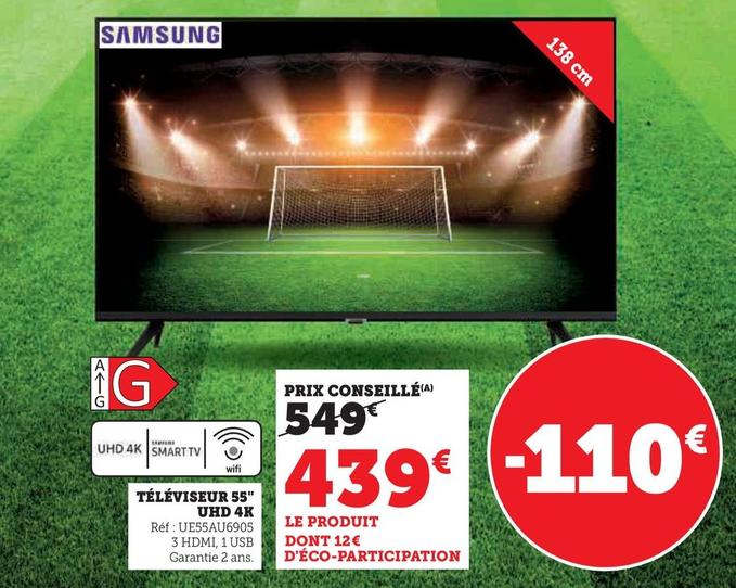 Samsung - Téléviseur 55" Uhd 4k offre à 439€ sur Hyper U