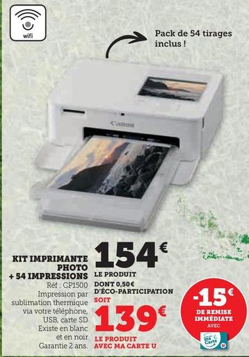 Canon - Kit Imprimante Photo + 54 Impressions offre à 139€ sur Hyper U