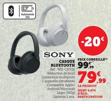Sony - Casque Bluetooth offre à 79,99€ sur Hyper U