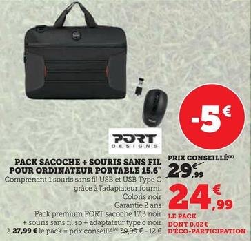Pack Sacoche + Souris Sans Fil Prix Conseillé Pour Ordinateur Portable 15.6"