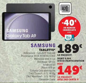 Samsung - Tablette offre à 189€ sur Hyper U