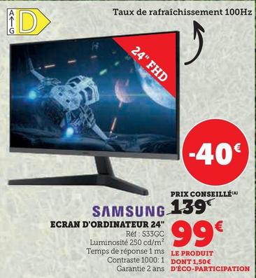 Samsung - Ecran D'ordinateur 24" offre à 99€ sur Hyper U