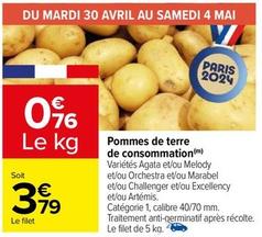 Pommes De Terre De Consommation offre à 0,76€ sur Carrefour