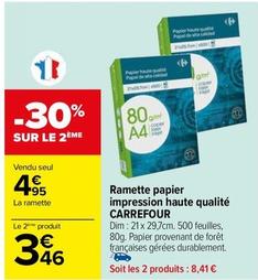 Carrefour - Ramette Papier Impression Haute Qualité offre à 4,95€ sur Carrefour