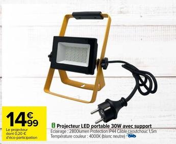 Projecteur Led Portable Avec Support offre à 14,99€ sur Carrefour