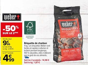 Weber - Briquette De Charbon offre à 9,99€ sur Carrefour