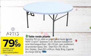 Table pliante offre à 79,99€ sur Carrefour