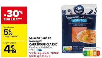 Saumon fumé offre à 5,99€ sur Carrefour