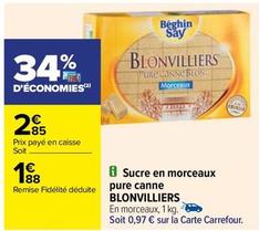 Blonvilliers - Sucre En Morceaux Pure Canne offre à 2,85€ sur Carrefour