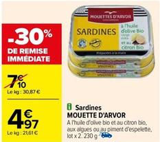 Mouette D'Arvor - Sardines  offre à 4,97€ sur Carrefour